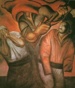 Abbildung José Clemente Orozco, La trinidad revolucionaria, Escuela Nacional Preparatoria ENP, antiguo Colegio San Ildefonso, México D.F., 1923—24