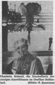 Charlotte Schmid mit Polyesterblumen, Hallenbad Oerlikon (foto: vermutlich aus NZN 2.10.1978) 27101kl.jpg