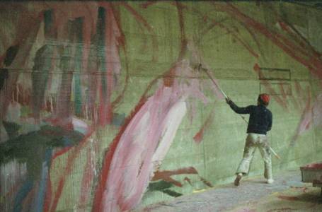 Thomas Müllenbach während der Arbeit im Tramtunnel Schwamendingen, 1985 (foto: Dorothee Hess) muellenbach_tramtunnel_1985_002kl.jpg