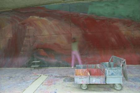 Thomas Müllenbach während der Arbeit im Tramtunnel Schwamendingen, 1985 (foto: Dorothee Hess) muellenbach_tramtunnel_1985_003kl.jpg