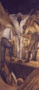 Abbildung Diego Rivera, Salida de la mina, Secretaría de Educación Pública SEP, patio del trabajo, México D.F., 1923