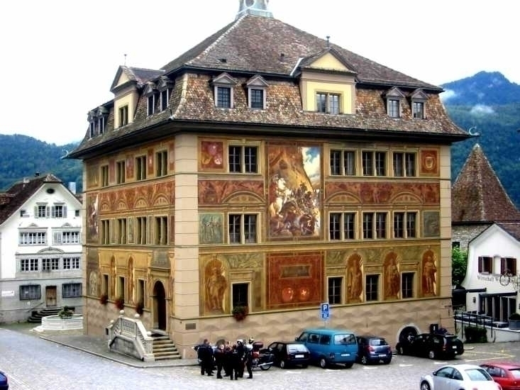Ferdinand Wagner, Fassadenbemalung am Rathaus Schwyz Ferdinand Wagner, Fassadenbemalung am Rathaus Schwyz