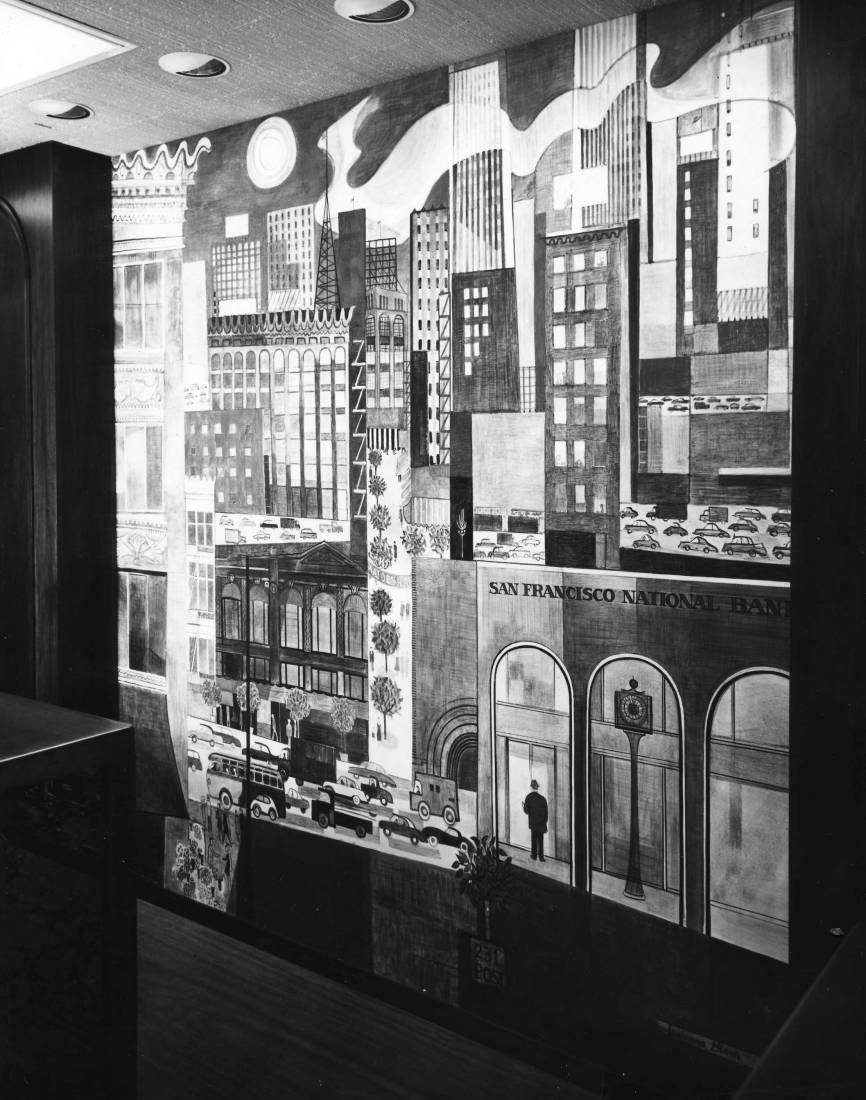 Lucienne Bloch, Morning, Post St Branch of SFNB, 1963 ill. Lucienne Bloch, Morning, Post St Branch of SFNB, 1963