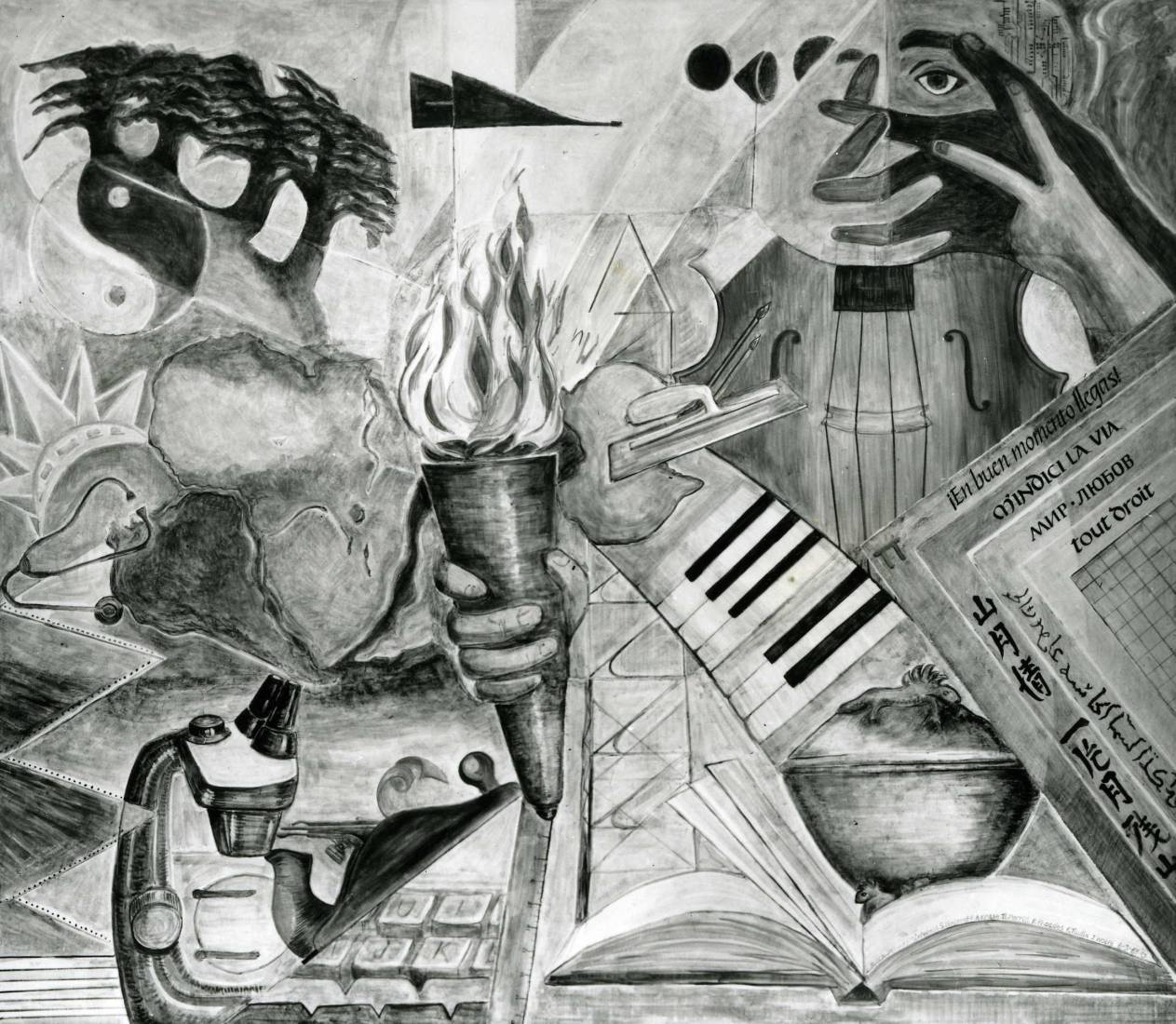 Lucienne Bloch, The Program We Offer, Fort Bragg CA, 1987/88 ill. Lucienne Bloch, The Program We Offer, Fort Bragg CA, 1987/88